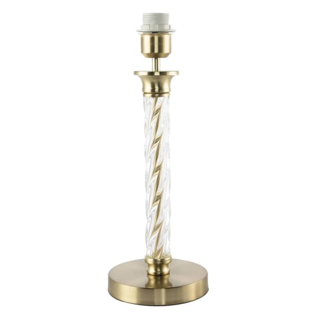 Happy Homewares Satin Gold Table Lamp Base with Twisting Clear Glass Designer Feature Gold Unisex
