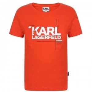 Karl Lagerfeld Skool Logo T Shirt - Rouge Orange