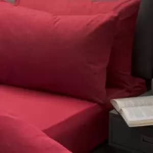 Belledorm Brushed Cotton Extra Deep Fitted Sheet (Double) (Red) - Red