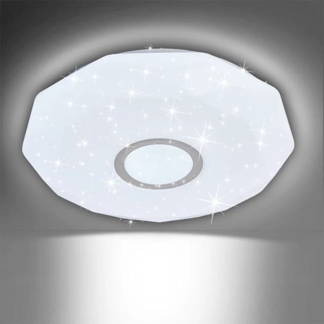 ExtraStar 18W LED Flush Ceiling Light Cold White 6500K, 1950 Lumen, Diamond Shape White Unisex