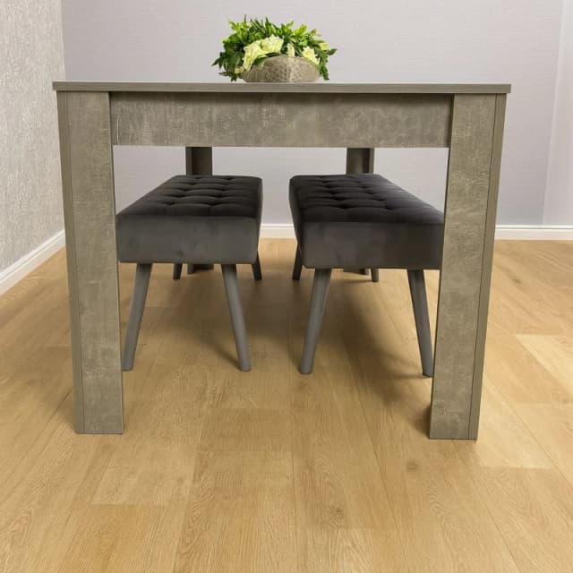 KOSY KOALA KOSY KOALA Grey Wooden Dining Table Set and 2 Benches with Metal Legs - Dining Kitchen Room Furniture in Green Green One Size Unisex 506105