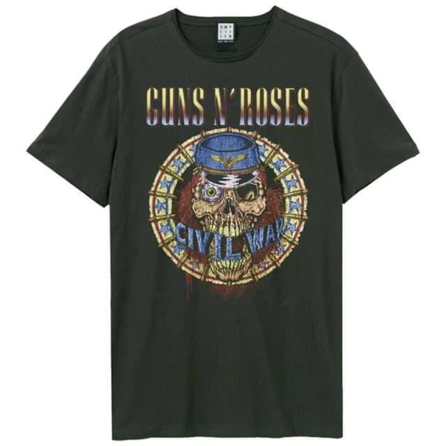 Amplified Amplified Men Civil War Guns N Roses T-Shirt in Charcoal Size: Small Charcoal S Male 5063470091065