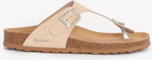 Barbour Womens Margate Suede Toe Post Sandals - UK 4 White Sandals female LFO0700BE12 4