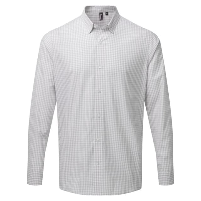 Premier Premier Men Maxton Check Long Sleeve Shirt in Silver Size: Small Silver S Male 5059444608810