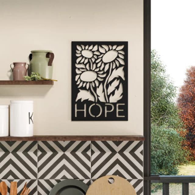 Decortie Modern Hope Metal Art Wall Home Decorative Ornament, Black