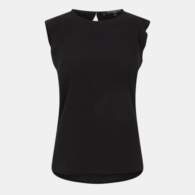 French Connection Polly Plains Capped Sleeve T-Shirt - Black 6