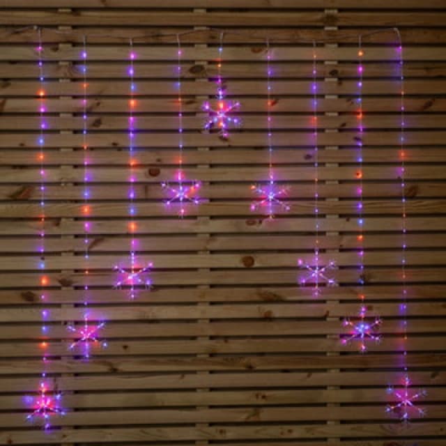 Samuel Alexander 1.2m Christmas Static Snowflake LED Silver Pin Wire V Curtain Lights in Rainbow Multi unisex