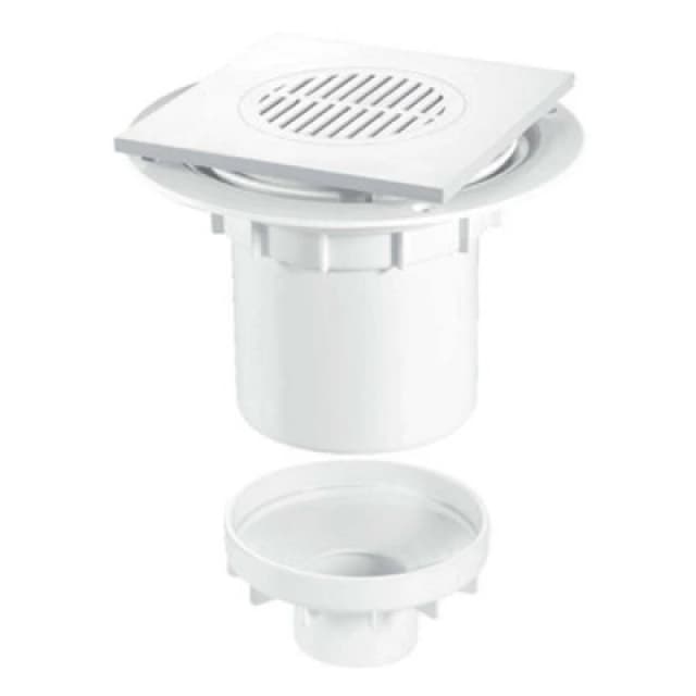 McAlpine TSG2T6WH 75mm Water Seal Gully with Vertical Outlet for Tiled or Stone Floors White