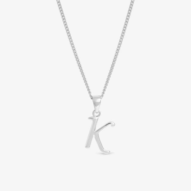 Simply Silver Womens Sterling Silver 925 Initial Pendant - K Silver Female One Size