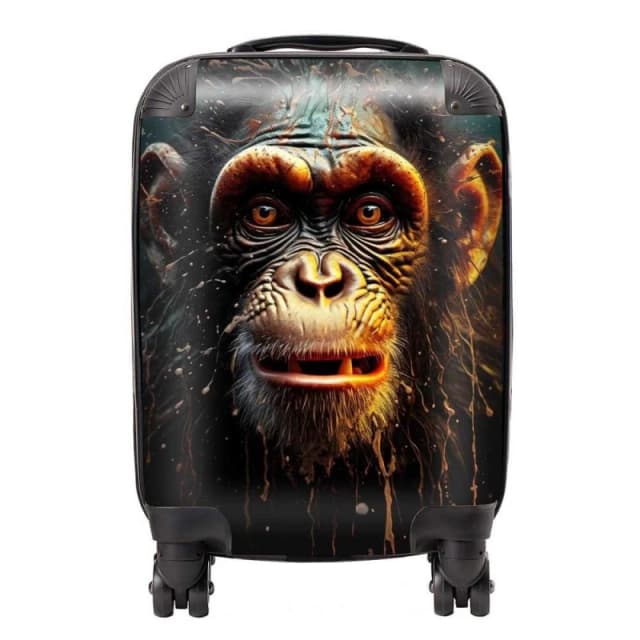 Warren Reed - Designer Splashart Monkey Face Suitcase in Black Size: Large Black Unisex Large