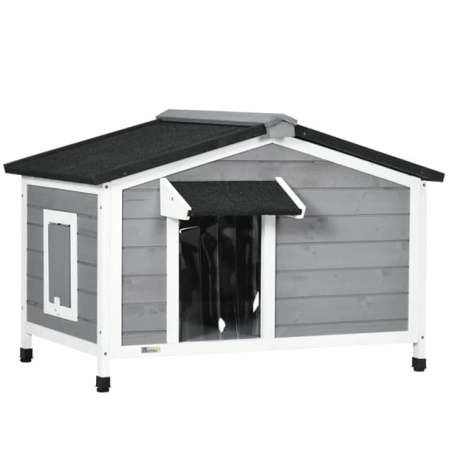 PawHut Wooden Dog Kennel for Outside 97L x 72W x 65Hcm - Grey TJ Hughes 5061025083817