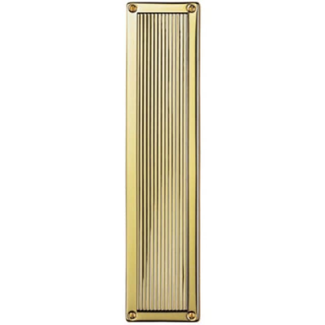 Loops Rectangular Reeded Door Finger Plate 305 x 70mm Polished Brass Push Plate Metallics