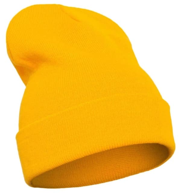 Flexfit Mens Knitted Cuffed Beanie in Yellow Yellow Male One Size
