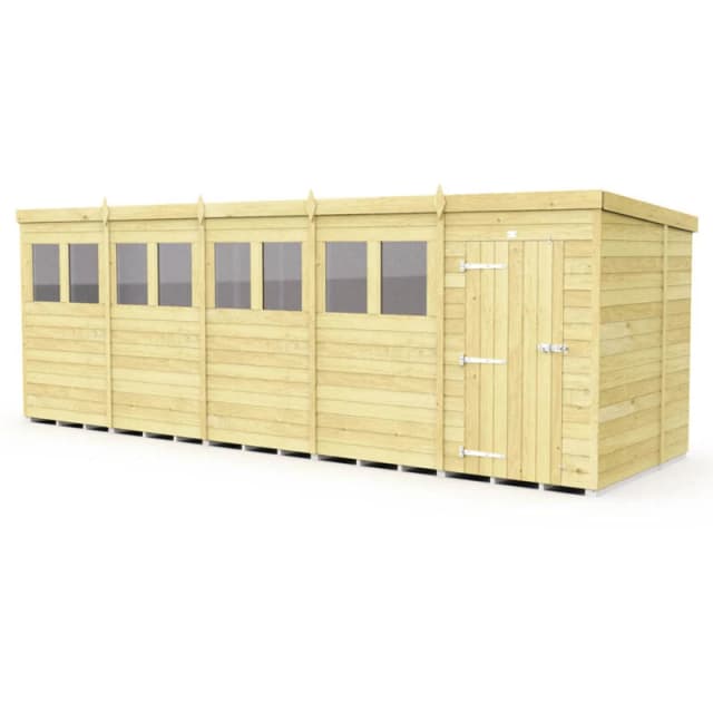 Flat Pack Sheds DIY Sheds 20 x 6 Pent Shed, Brown 20X6PFF