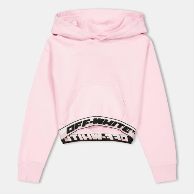 Off White Kids Cropped Hoodie Pink/Black female 8Y