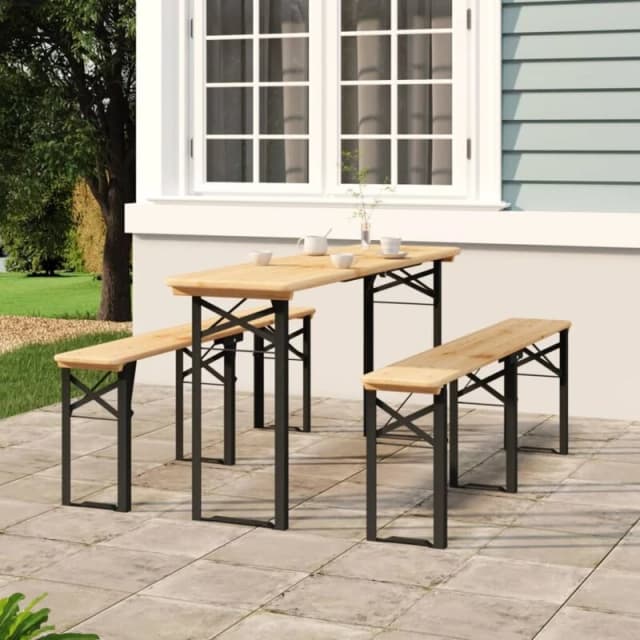 VIDAXL 3 Piece Folding Beer Table Set Solid Wood Fir Vidaxl 8720845759971
