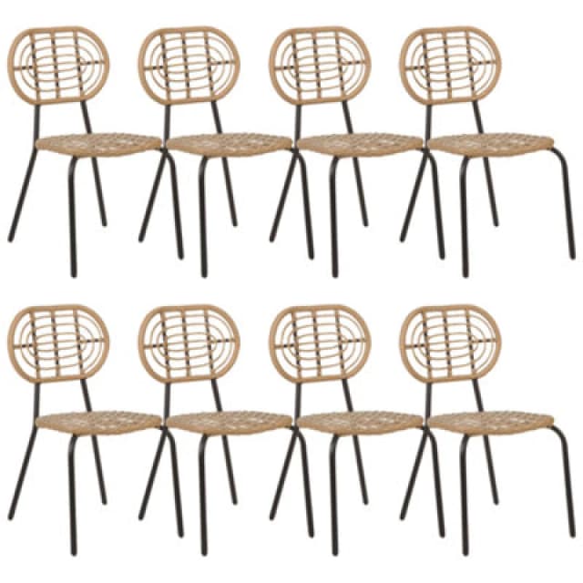 Beliani Set Of 8 Chairs Pratello Pe Rattan Natural