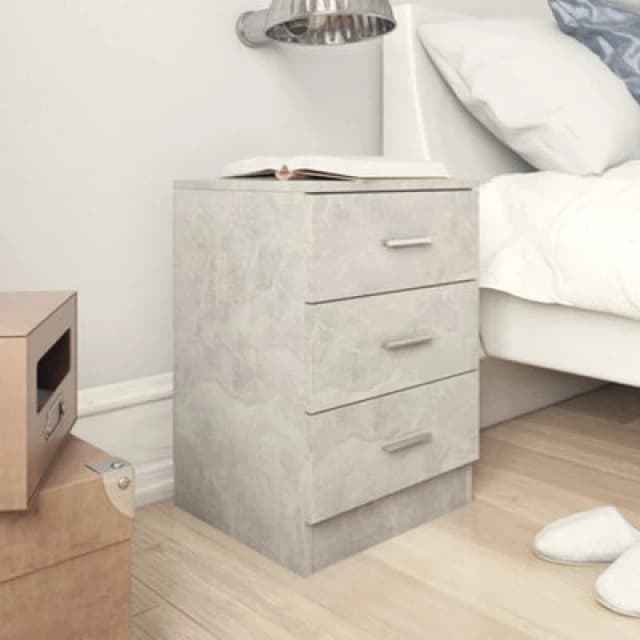 Bedside Cabinets 2 pcs Concrete Grey 38x35x56cm Chipboard