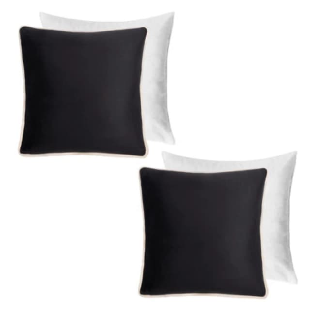OHS OHS 2 Pack Matte Velvet Piped Filled Cushion Covers Home Decor Set in Black Size: 45cm x 45cm Black 45cm x 45cm Unisex 5027434217861