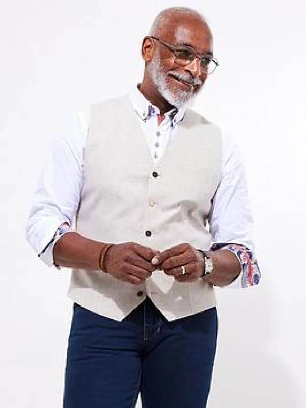 Joe Browns Joe Browns Men Woven Linen Blend Suit Waistcoat in Cream Size: 38R Cream 38R Male 5059953247296