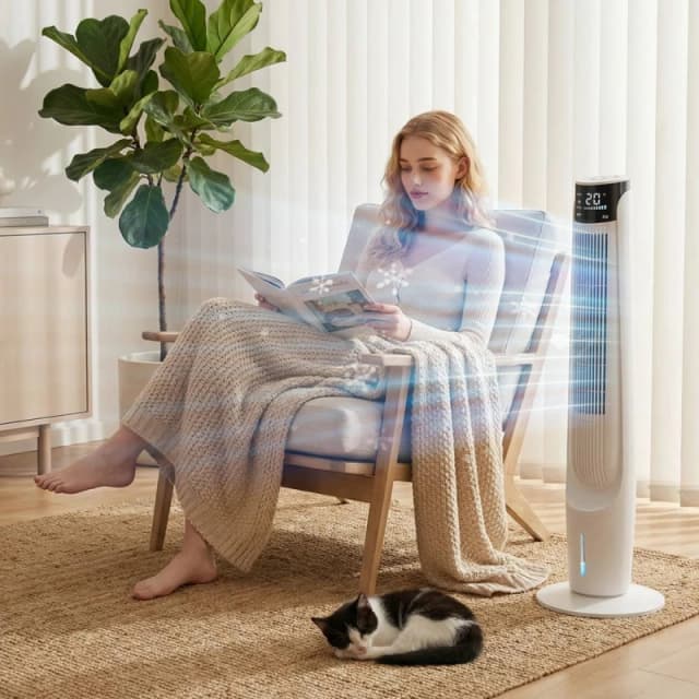 HOMCOM Air Cooler Ice Cooling Fan for Bedroom, Living Room, White White Unisex