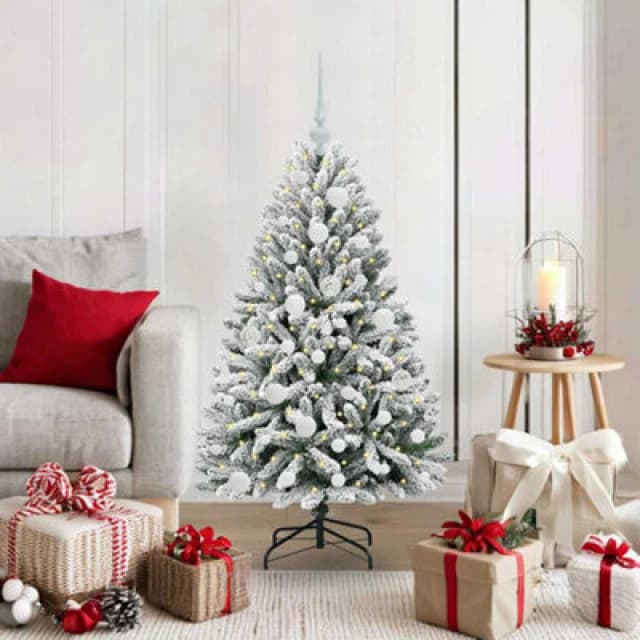 vidaXL Artificial Christmas Tree with White Balls Green and White 120cm PVC and Metal, Green 3395733