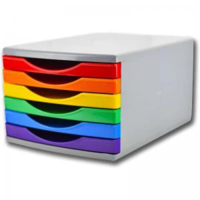 Deflecto Deflecto 180mm Drawer Tower Unit 6 x 30mm Rainbow Colours - CP146YTRBW CP146YTRBW
