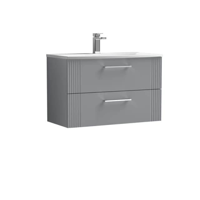 Balterley 2 Drawer Wall Hung Vanity Unit Curved Basin Grey 800mm Grey