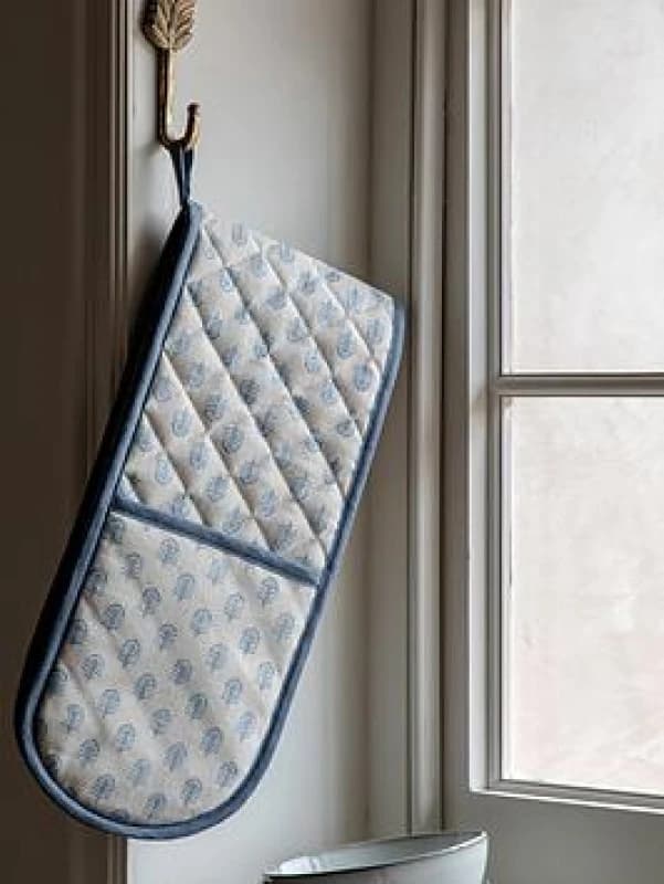 Crossland Grove Persephone Floral Stamp Double Oven Glove Blue 5.06109E+12