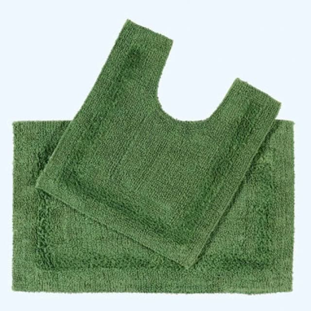Homescapes Luxury Reversible Bath Mat Set Bottle Green