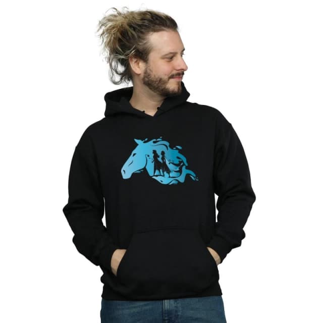 Disney Men Frozen 2 Nokk Silhouette Hoodie in Black Size: Small Black S Male 5059400385014