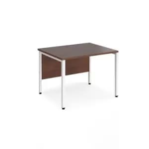 Office Desk 800mm Rectangular Desk With Bench Leg Walnut Tops With White Frames 800mm Depth Maestro 25