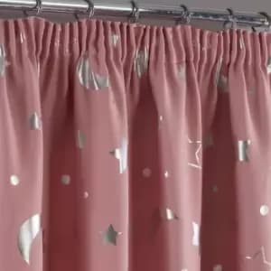 Dreamscene Galaxy Star Pencil Pleat Blackout Pair Curtains Blush - 46" X 72"