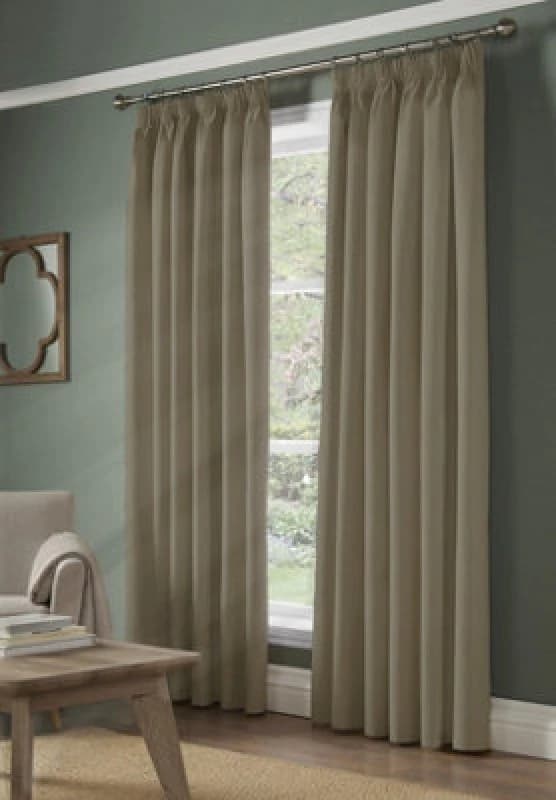 Luxury Living Essential Room Darkening Pencil Pleat Curtains Beige
