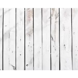 Origin Murals Vintage Wood Effect White Wall Mural - 3.5 x 2.8m