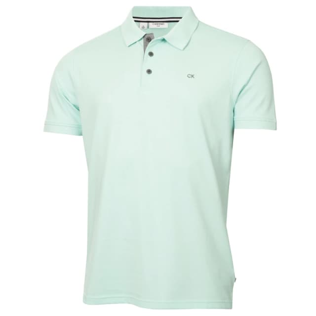 Calvin Klein Golf Mens Short Sleeve Performance Polo Shirt Aqua male Small