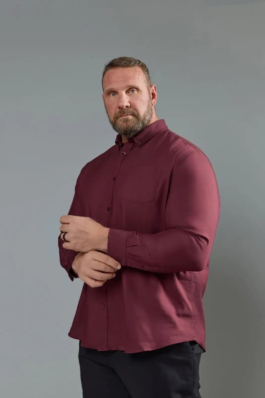 BadRhino BadRhino Men Long Sleeve Oxford Shirt in Red Size: 5-6X-Large Red 5-6XL Male 5063111735716