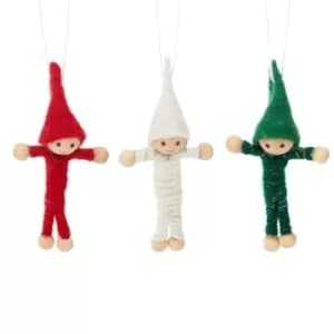 Elf Hanging Decorations (Set of 3)