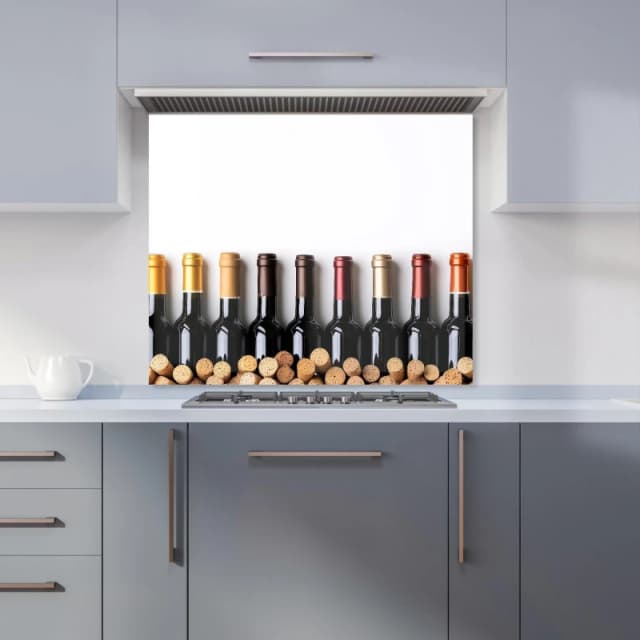 Warren Reed - Designer Wine Bottles in Harmony Kitchen Splashback Size: 600mm x 750mm Multicolor Unisex 600mm x 750mm
