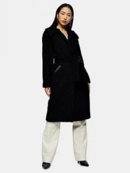 Topshop Maxi Borg Coat - Black