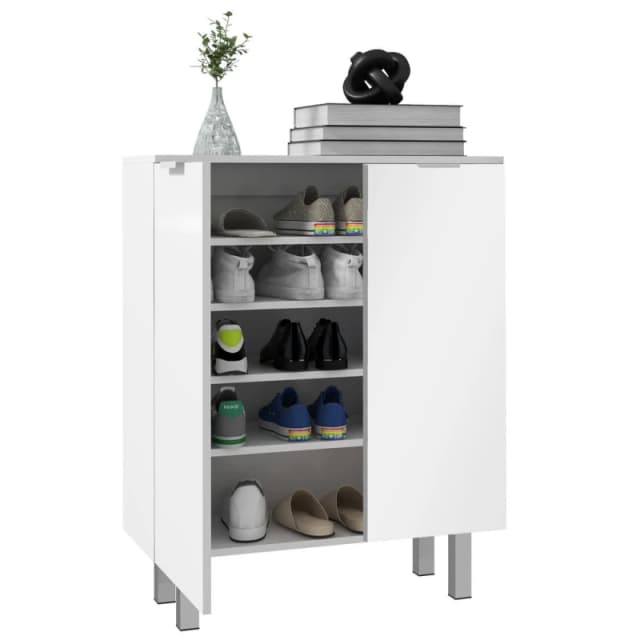 HOMCOM Shoe Storage Cabinet w/ Soft-close Hinges & Adjust Shelves, High Gloss 837-472V80WT