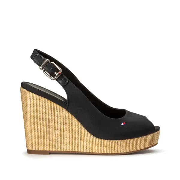 Iconic Elena Sling Canvas/Leather Platform Sandals