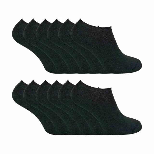 Sock Snob Sock Snob Men 12 Pairs Thermal Winter Invisible Low Cut Trainer Socks in Black Size: 6-11 Black 6-11 Male 5060910925317