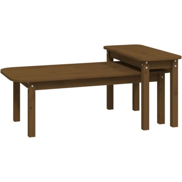 Vidaxl 2 Piece Coffee Table Set Honey Brown Solid Wood Pine, Brown 822365