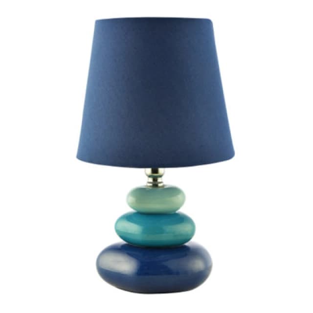 Happy Homewares Ceramic Pebble Table Lamp With Midnight Blue Teal And Duck Egg Colours