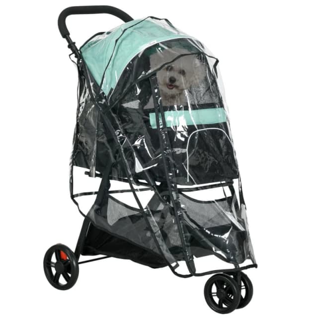 PawHut Dog Stroller for XS/S Dogs/Cats with Cover - Green D00-193V00GN