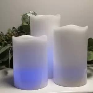 Set 3 LED Colour Changing Candles Remote Control with Timer & Function Battery Operated - Snowtime