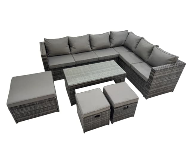 Fimous Garden Furniture Set with 3 Stools Dark Grey Mixed Dark Grey Unisex
