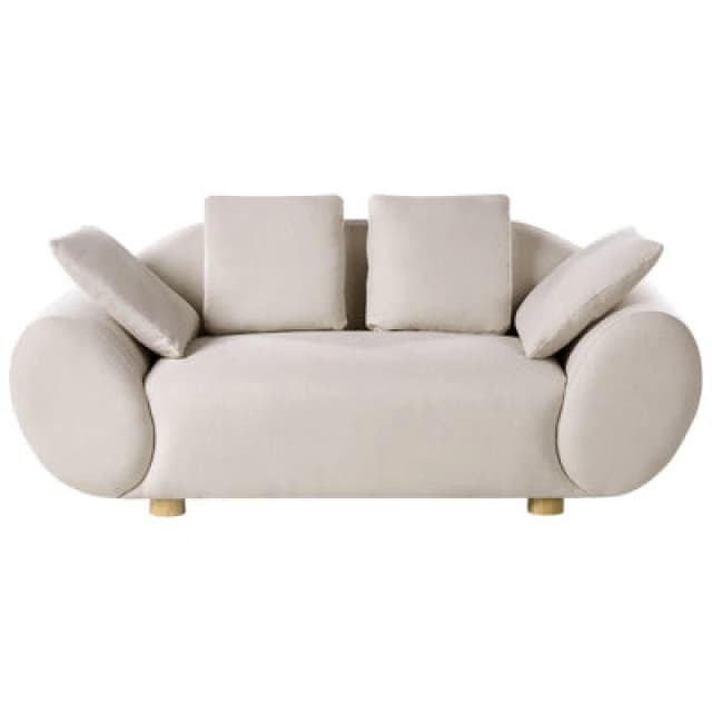Beliani Sofa 2 Seater Ringel Fabric Light Beige