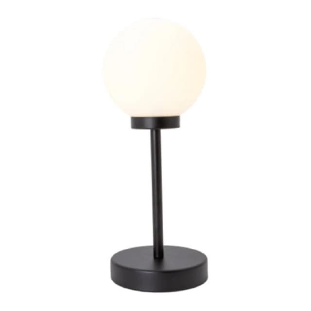 Happy Homewares Modern Opal White Glass Globe Table Lamp With Tall Matte Black Stem